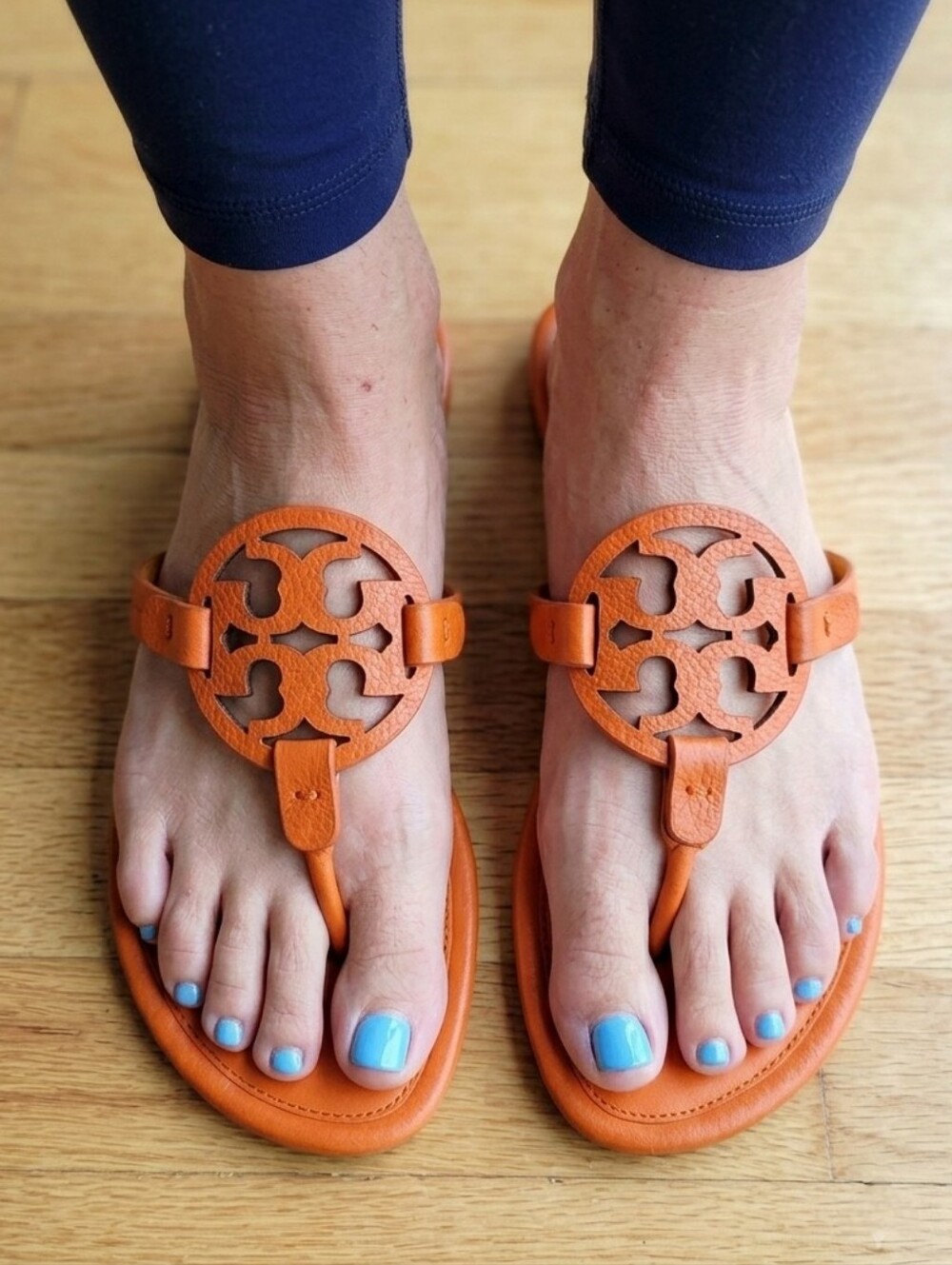 Tory Burch Miller Leather Sandals Orange Size 9